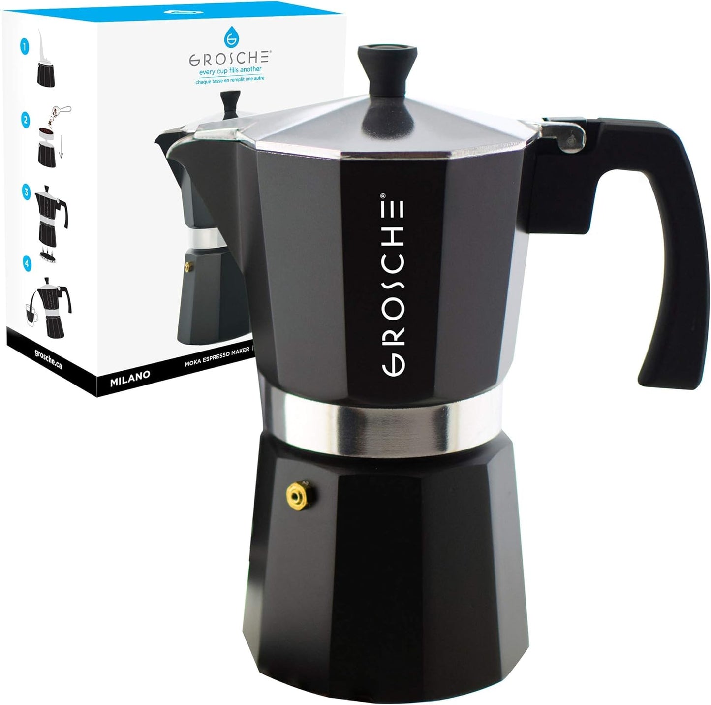 GROSCHE Milano Moka Pot: 12 Cup Stovetop Espresso Maker