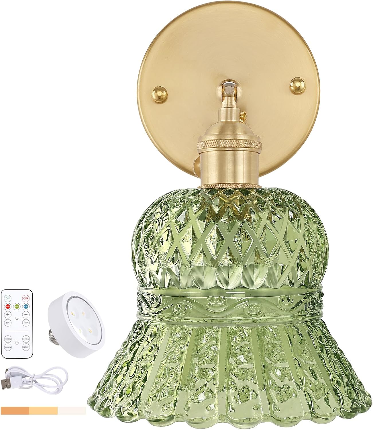 Vintage Battery Operated Wall Sconce with Remote Control