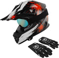 XFMT DOT Youth Motocross Helmet Black Red Firework - Safe, Lightweight