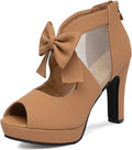 GATUXUS Open Toe Platform High Heel Sandals - Comfortable Bow Strappy