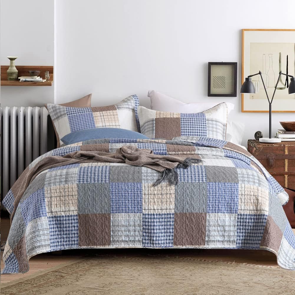 Secgo Queen Comforter Set - 100% Cotton Quilts for Cozy Sleep
