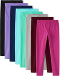Girls Leggings 8 Pack - Soft Everyday Full-Length Basics