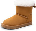 Girls Snow Ankle Boots with Faux Fur Collar and Bow - Warm Fit