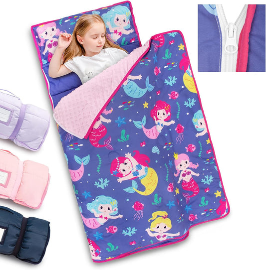 Primlect Toddler Nap Mat with Detachable Blanket for Kids