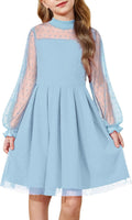 Arshiner Girls Long Sleeve A-Line Puff Dress for Any Occasion