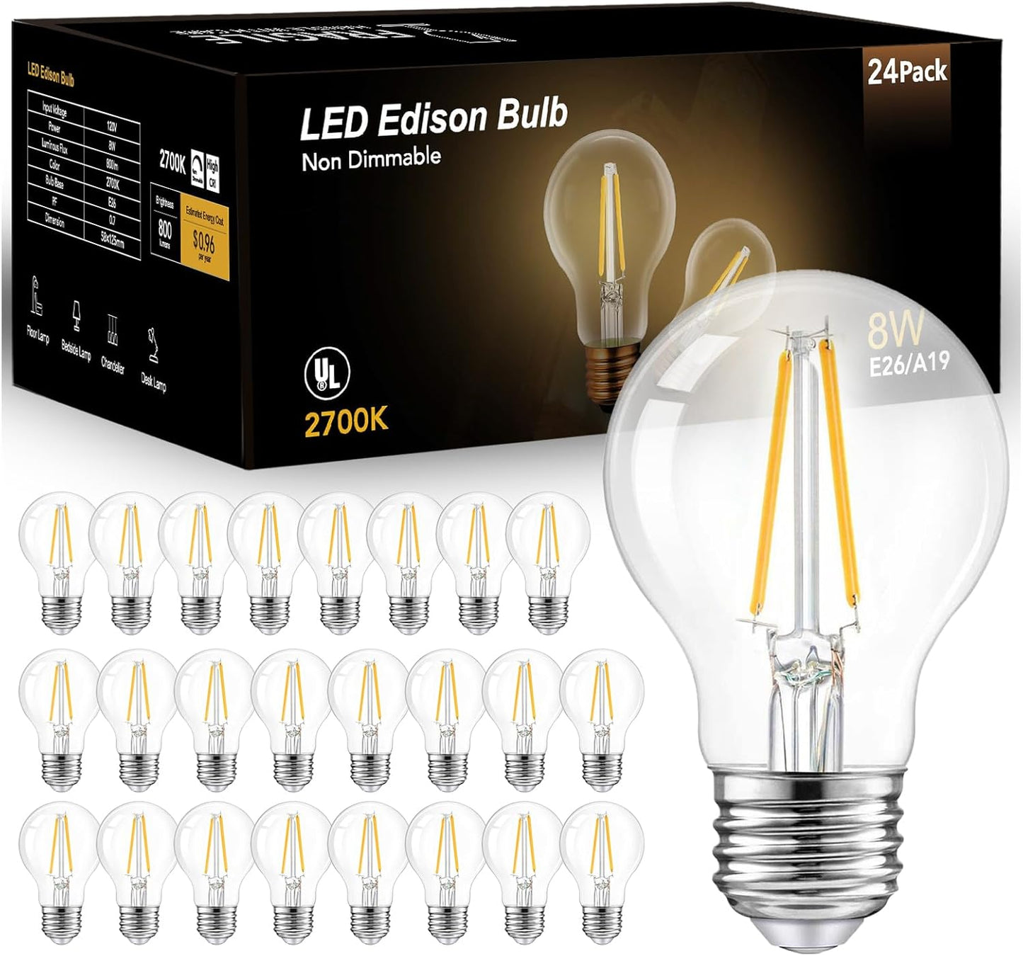 A19 Vintage LED Edison Bulbs for Home and Farmhouse Lighting