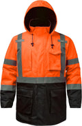 Reflective Jacket High Visibility Waterproof Parka - Removable Hood