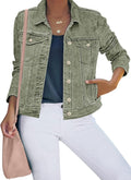 Women's Button Down Stretch Fitted Denim Jean Jacket - Slim Travel