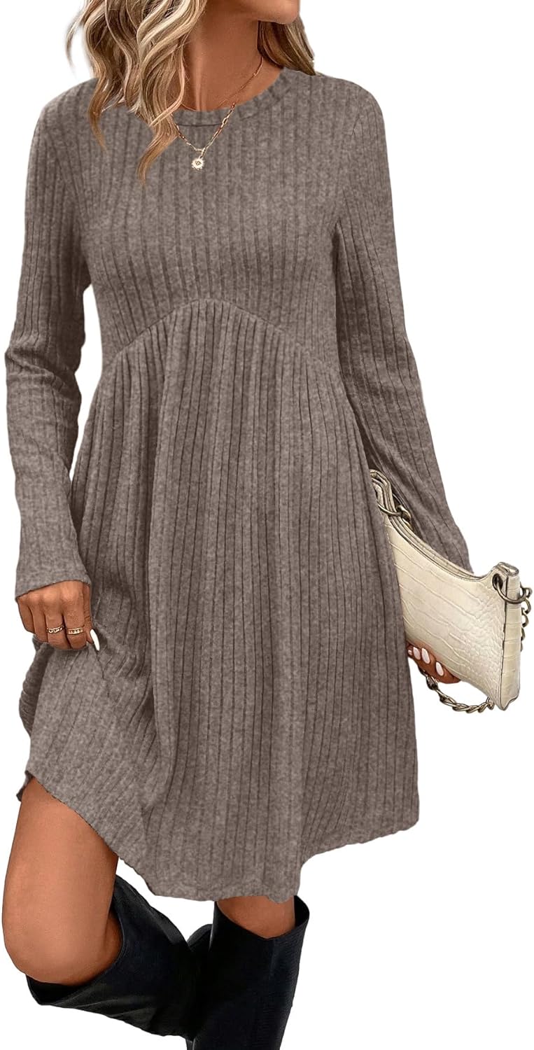 OFEEFAN Long Sleeve Dress for Women with Pockets and Style