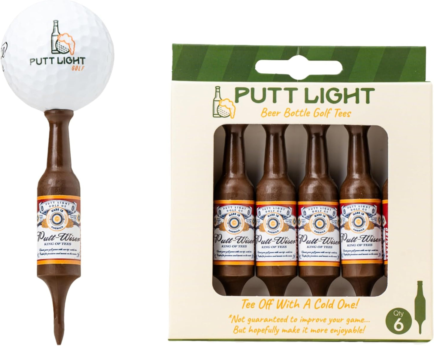 Virtually Unbreakable Beer Bottle Golf Tees - 6 Pack