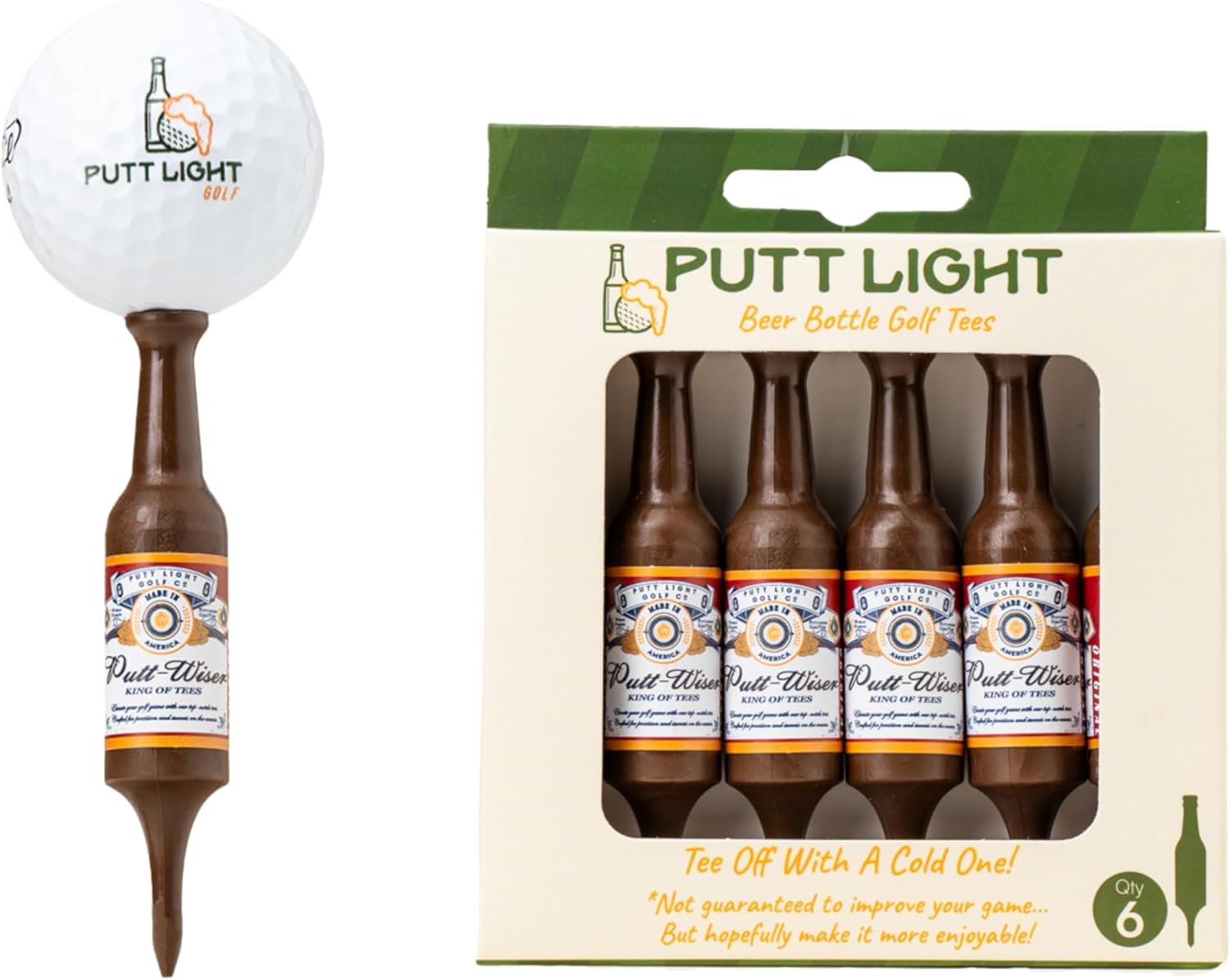 Virtually Unbreakable Beer Bottle Golf Tees - 6 Pack