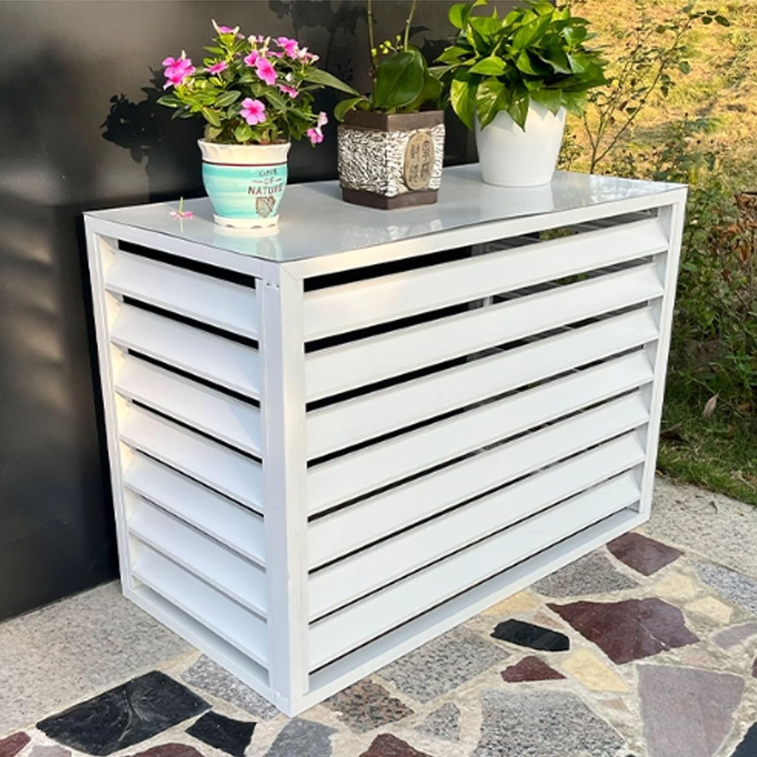 White Aluminum AC Cover - Noise Reduction