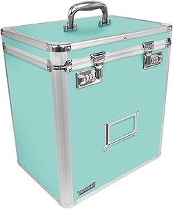 Vaultz Vinyl Record Storage Box - Secure 50 Album Organizer