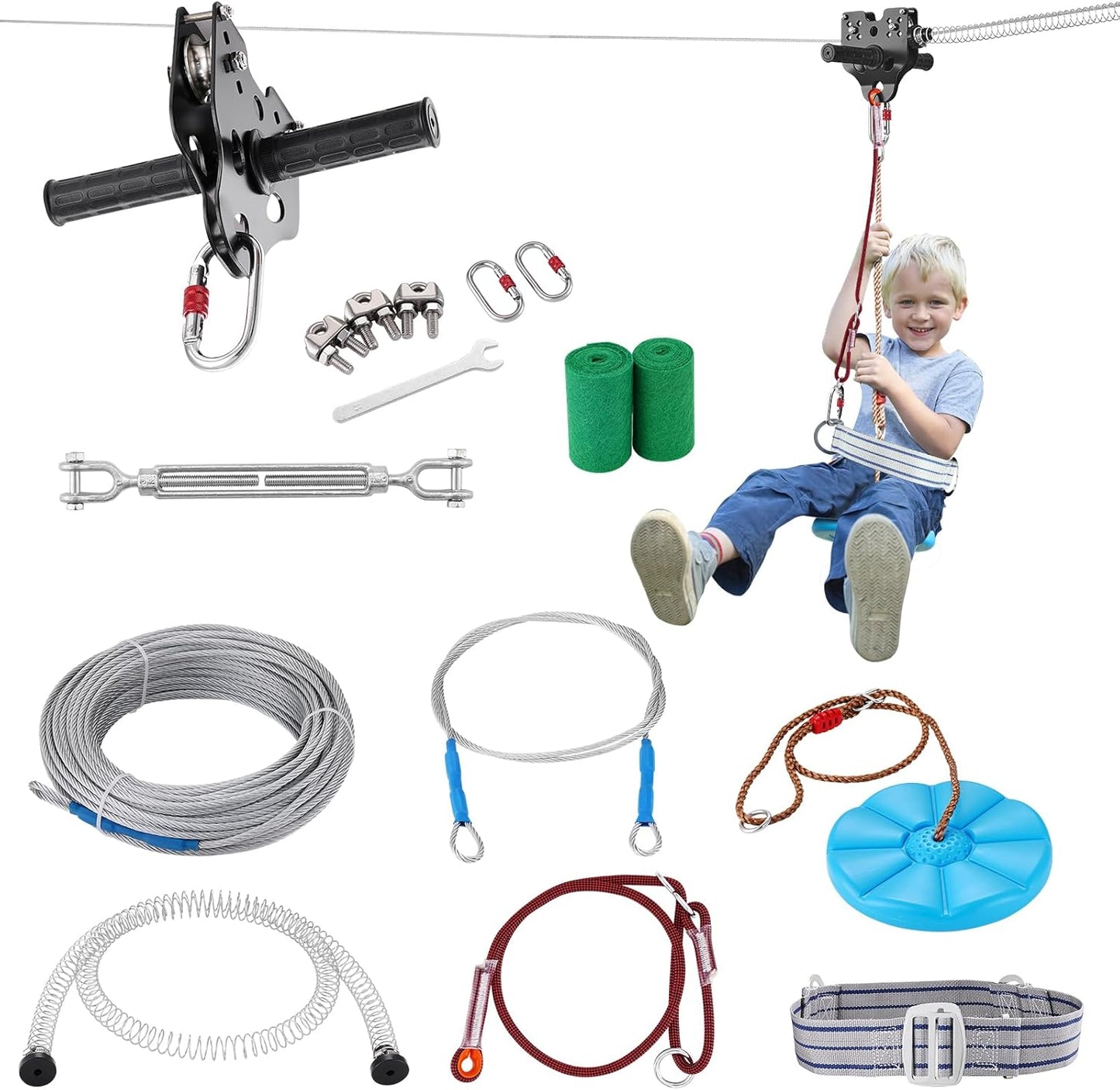 VEVOR Zip Line Kit for Backyard Fun, 160ft for Kids & Adults