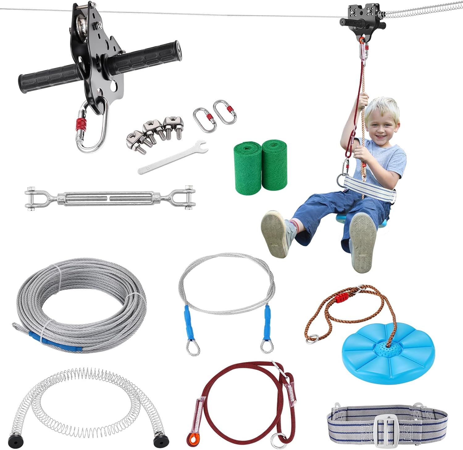 VEVOR Zip Line Kit for Backyard Fun, 80ft for Kids & Adults