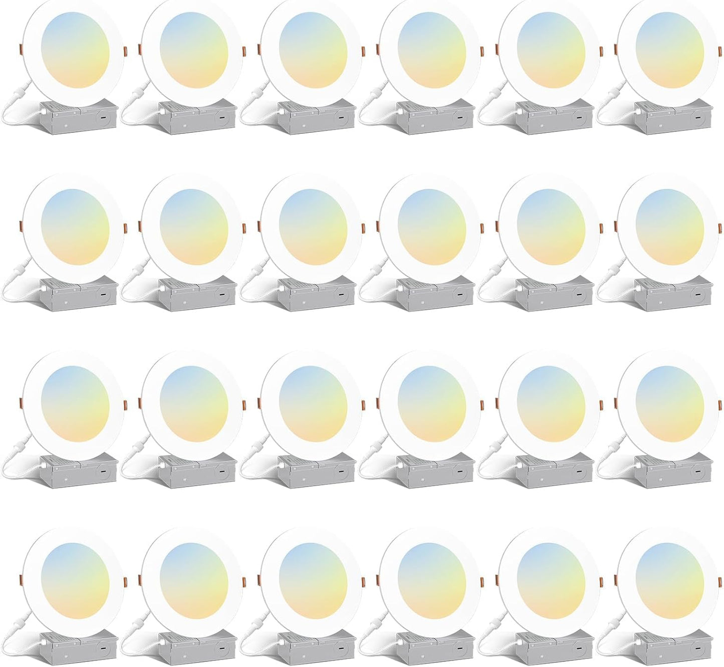 Amico 24 Pack 6 Inch Ultra-Thin LED Recessed Light, 5CCT