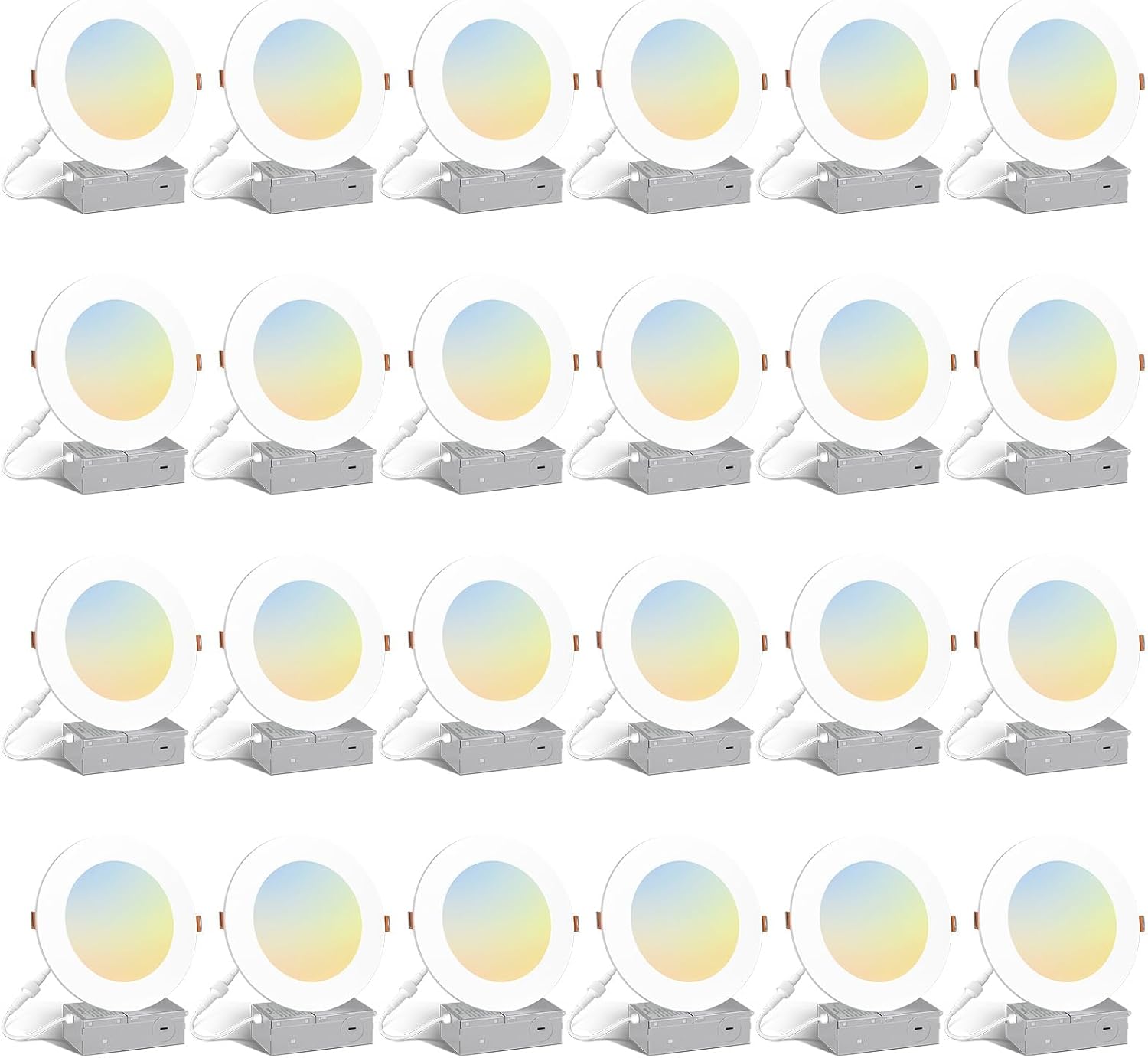 Amico 24 Pack 6 Inch Ultra-Thin LED Recessed Light, 5CCT