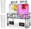 1 Gallon Glass Drink Dispensers For Parties 2PACK - Leakproof Beverage