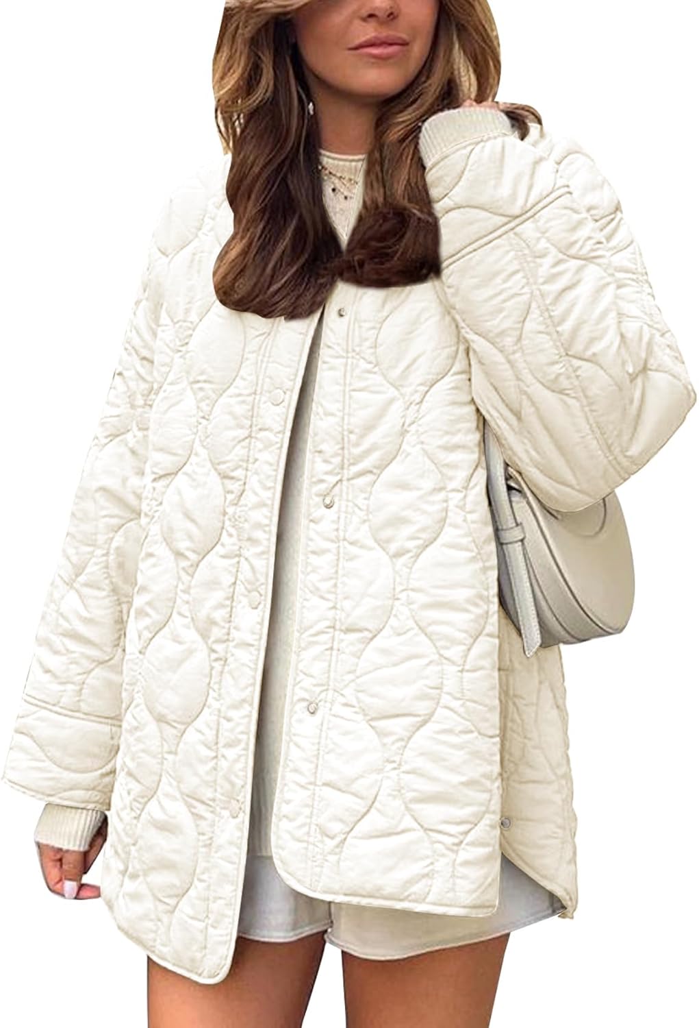 Flygo Women's Oversized Quilted Lightweight Jacket for All Seasons