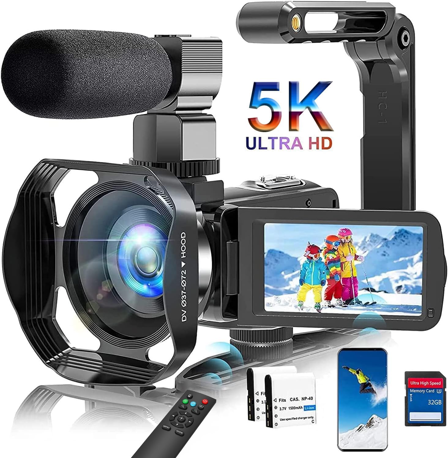 5K Camcorder Video Camera with 64MP and 18X Zoom for Vlogging