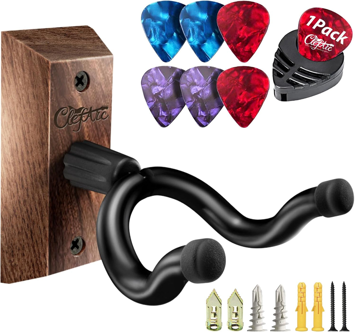 ClefArc Black Walnut Guitar Wall Mount