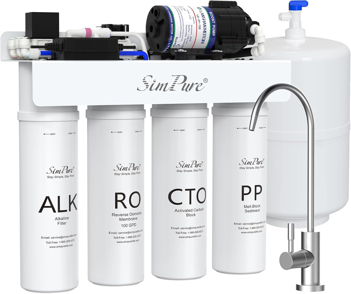 SimPure T1-100ALK 7 Stage Alkaline Reverse Osmosis Water Filter