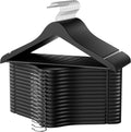 StorageWorks Black Wooden Hangers 30 Pack - Sturdy Closet Organizers