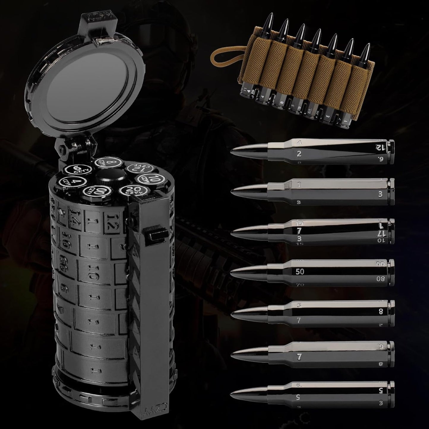 CZYY Rifle Bullet Dice Set - Unique Metal Dice for DND Games