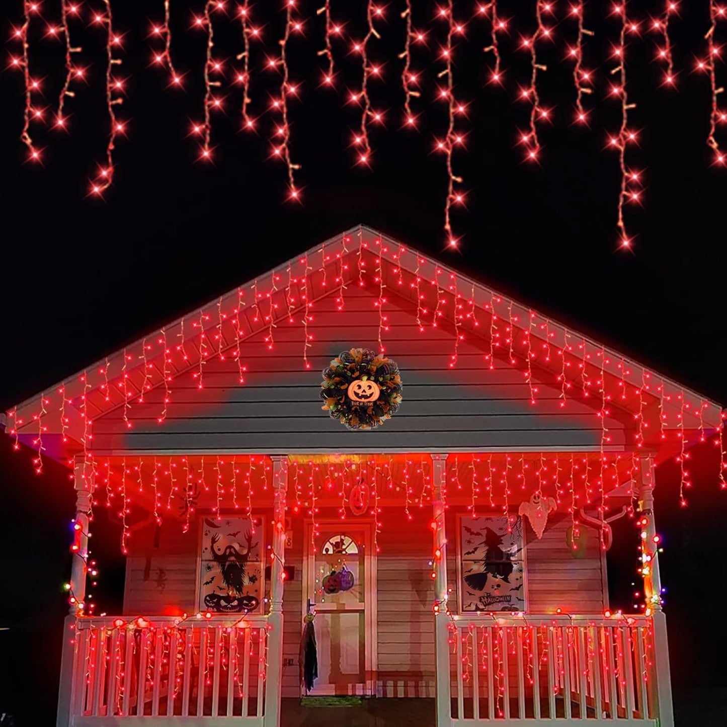 QITONG Red Halloween Lights: 66ft 800 LED Icicle Lights for Decor