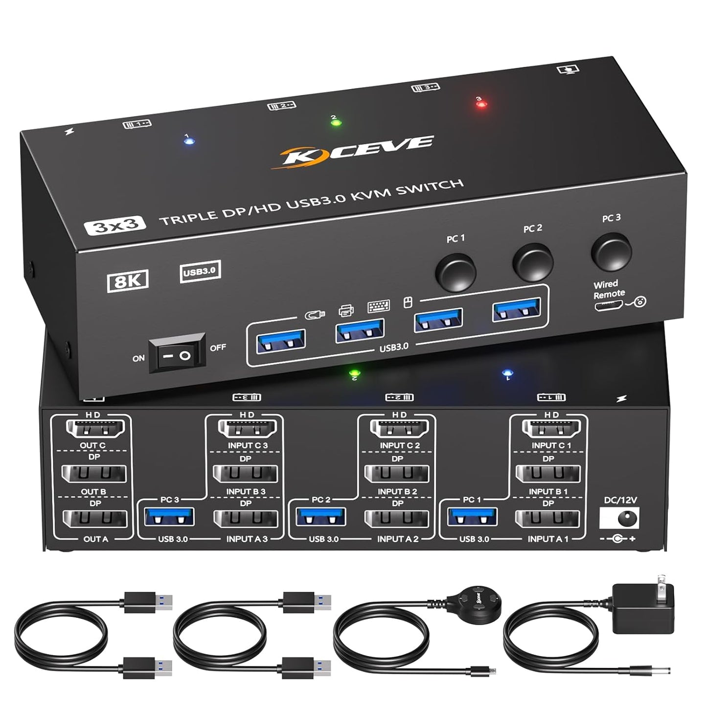 HDMI 2 Displayport KVM Switch for 3 Monitors and 3 Computers