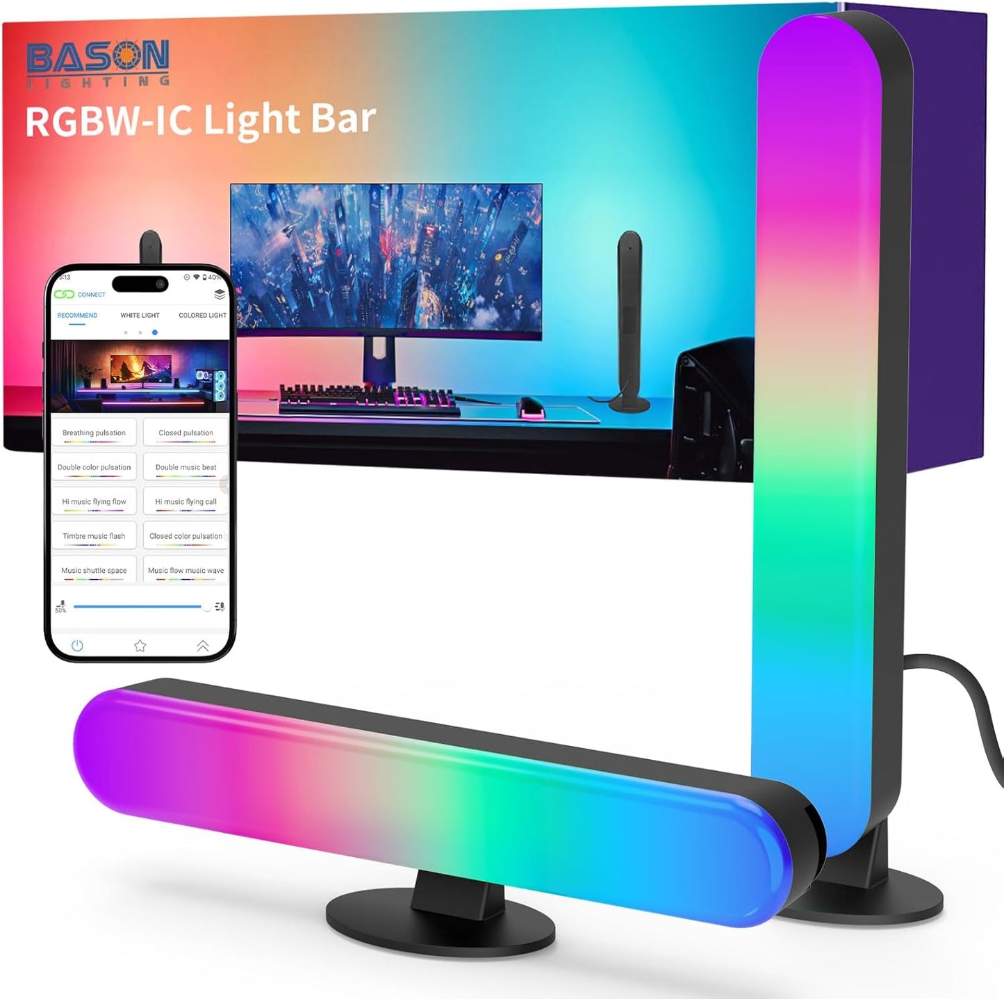 BASON RGB Smart Light Bars - Music Sync & Bluetooth