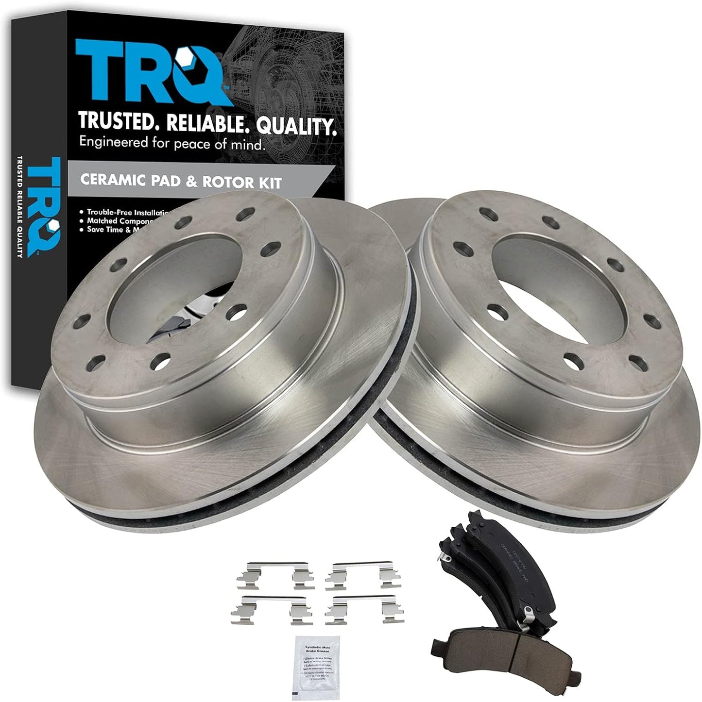 TRQ Rear Brake Pad & Rotor Kit for Chevrolet and GMC Vehicles