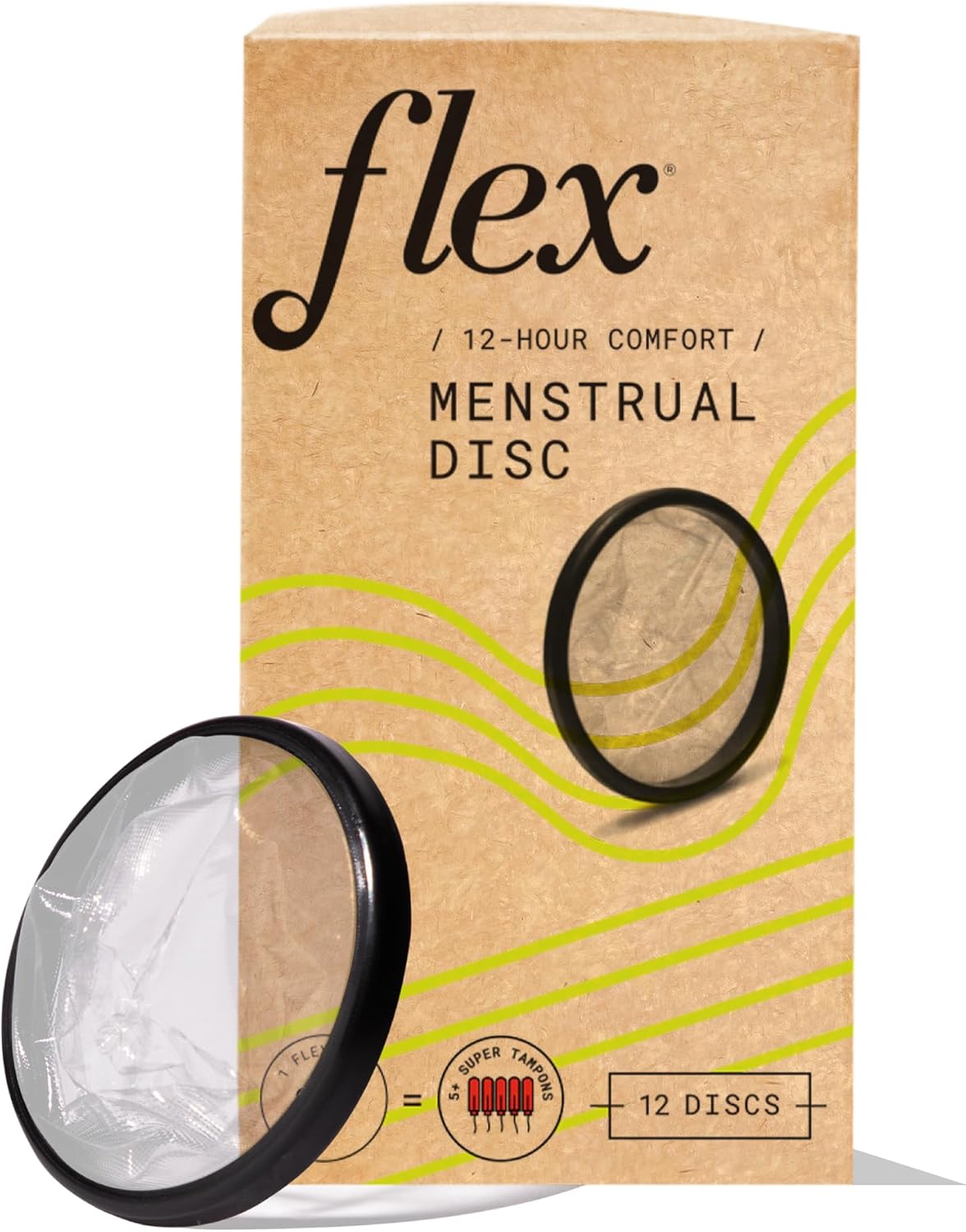 FLEX Disposable Menstrual Discs: Reduce Cramps & Dryness, Beginner-Friendly, 5x Super Tampon Capacity