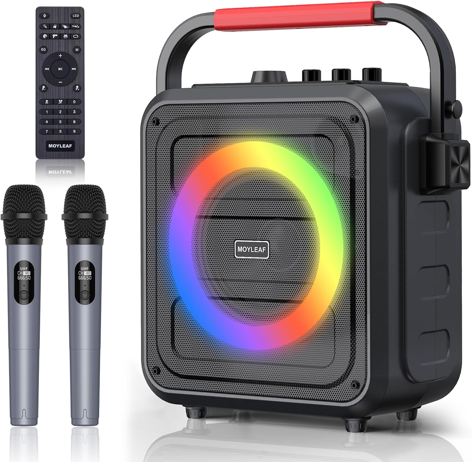 MOYLEAF Bluetooth Karaoke Machine with 2 Mics