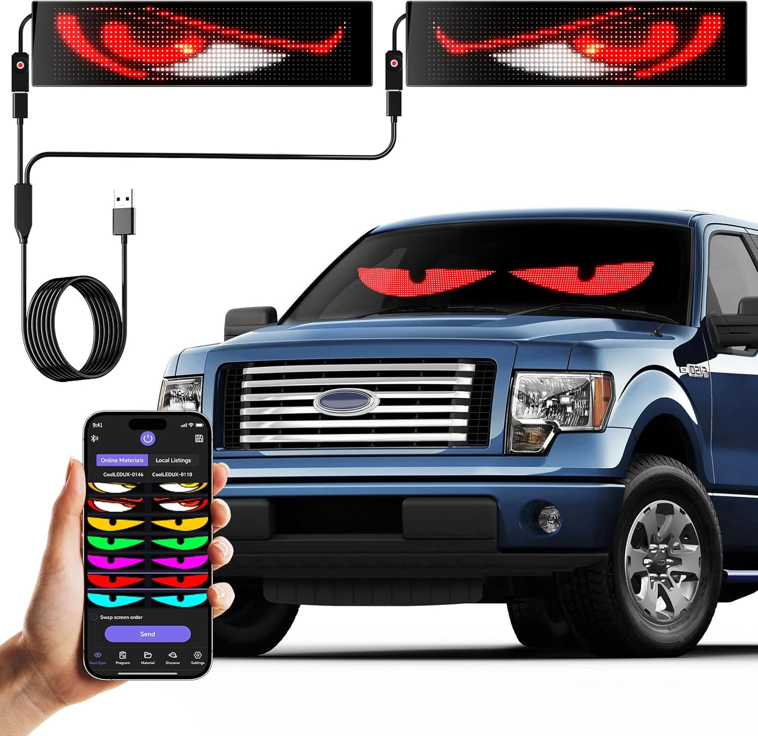 Devil Eyes Light for Cars - Flexible Scrolling LED Signs