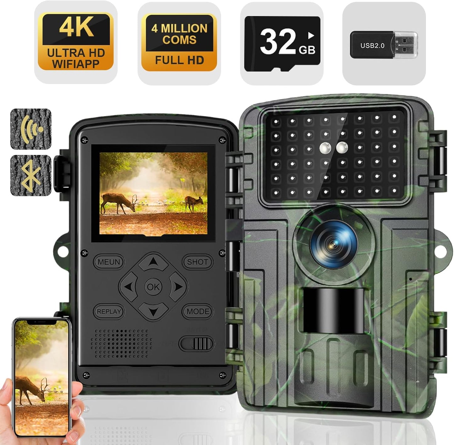 Ultra HD Game Camera - Fast Trigger, Night Vision, Waterproof
