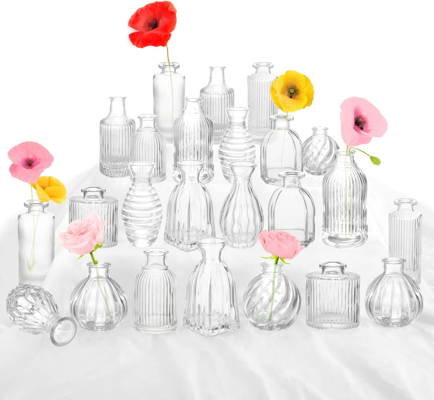 Bulk Small Glass Bud Vases for Centerpieces and Decor