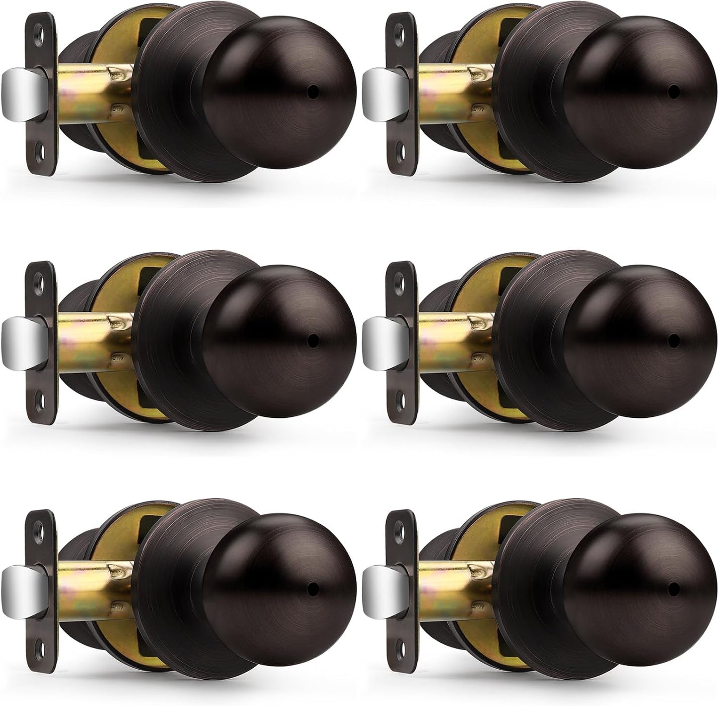 Probrico Privacy Door Knobs for Bedroom & Bathroom - 6 Pack