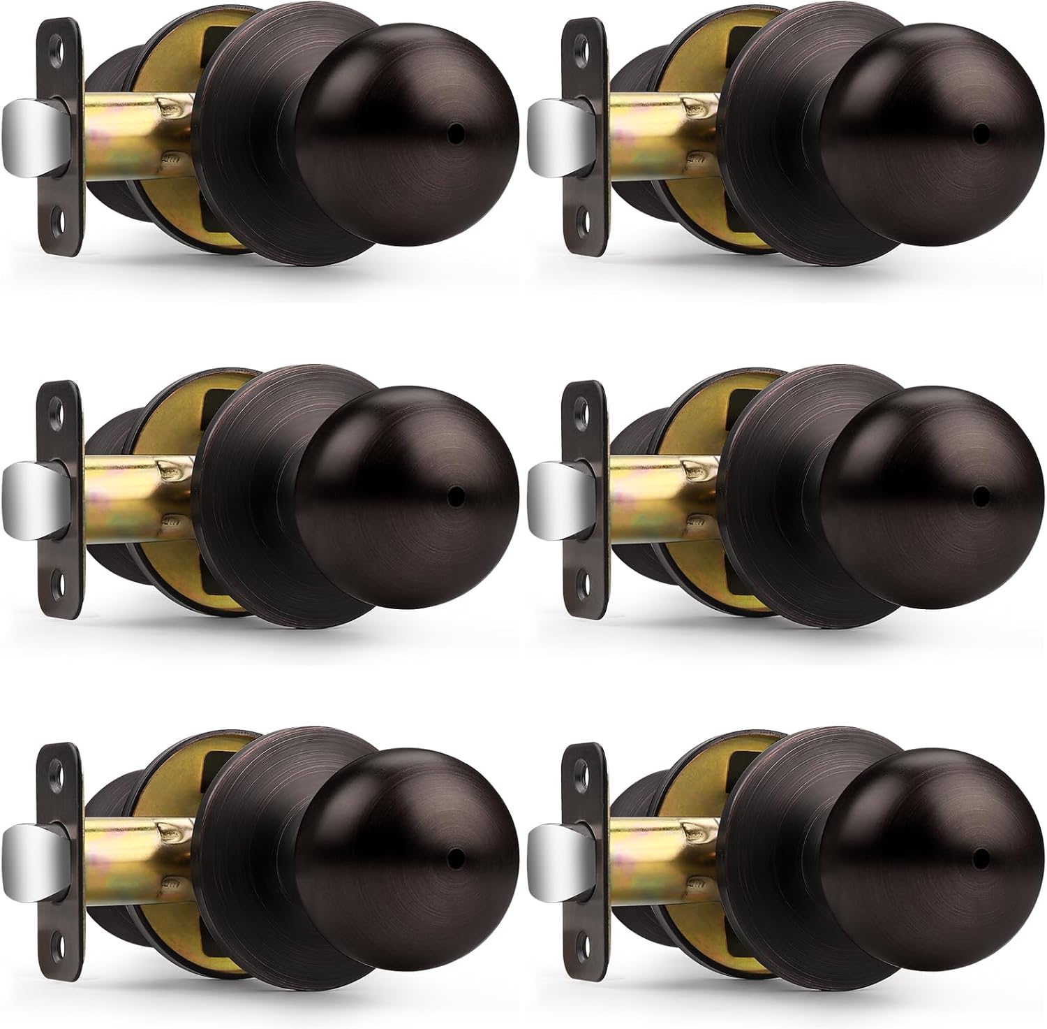 Probrico Privacy Door Knobs for Bedroom & Bathroom - 6 Pack
