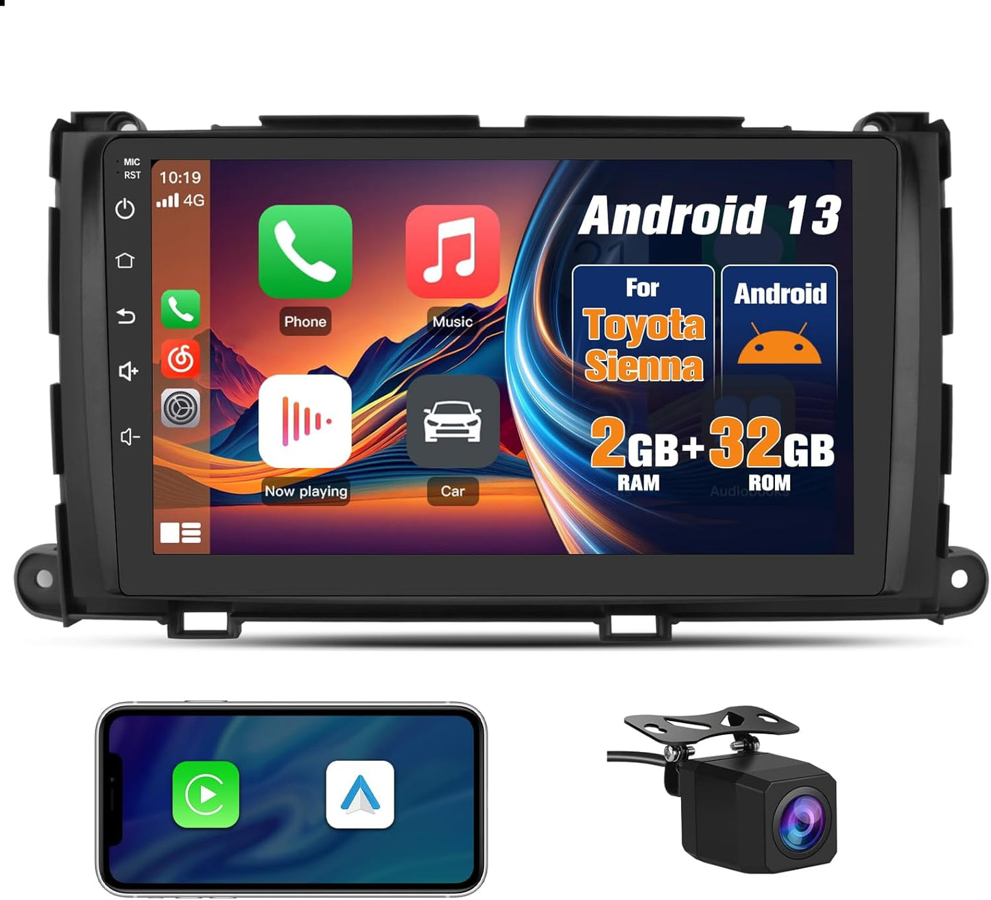 9 Inch Car Radio with Wireless Carplay for Toyota Sienna 2011-2014