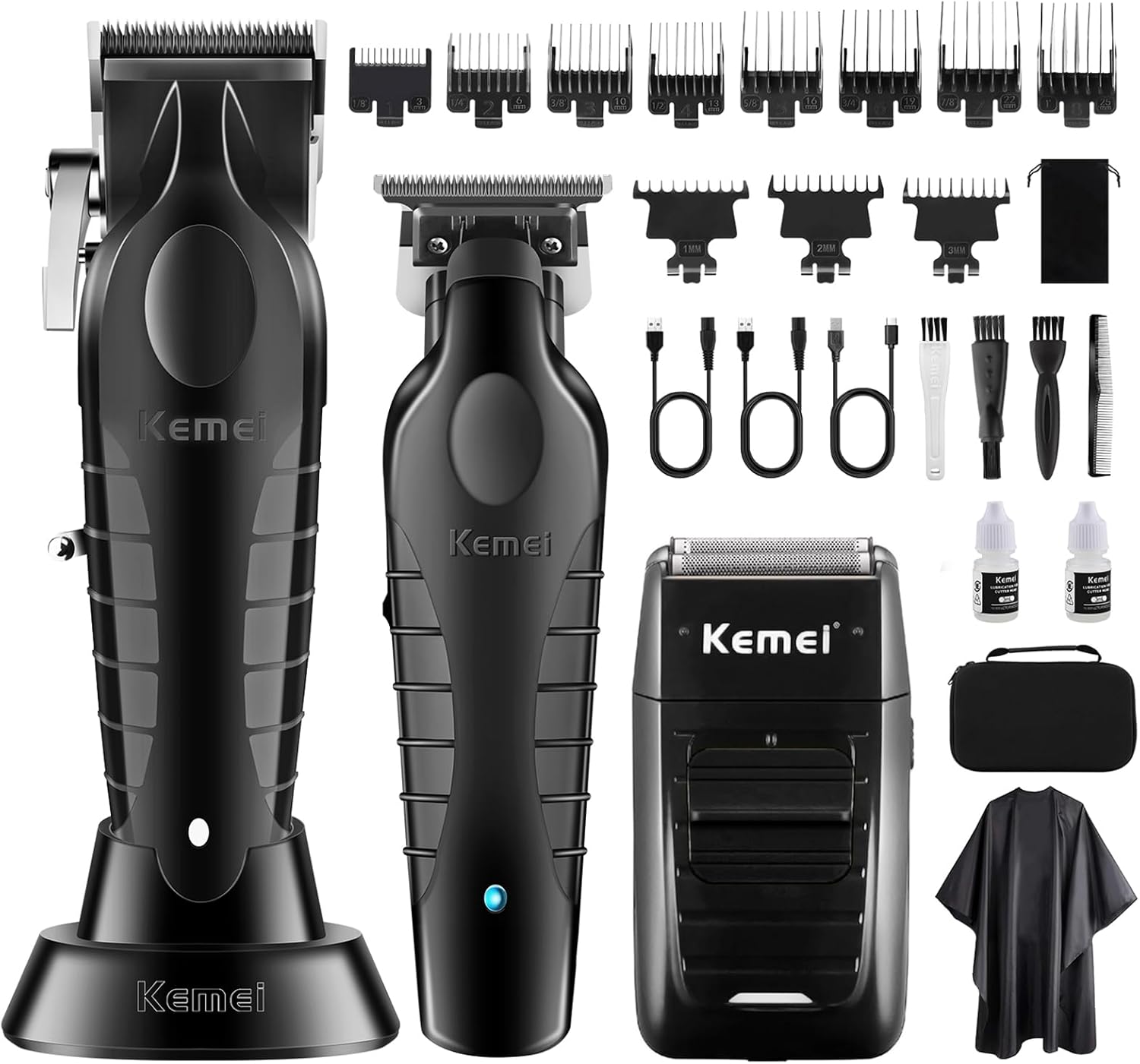 KEMEI Professional Hair Clipper Set for Men - Cordless Trimmer