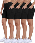 4-Pack Biker Shorts Women with Pockets - High Waist Tummy Control