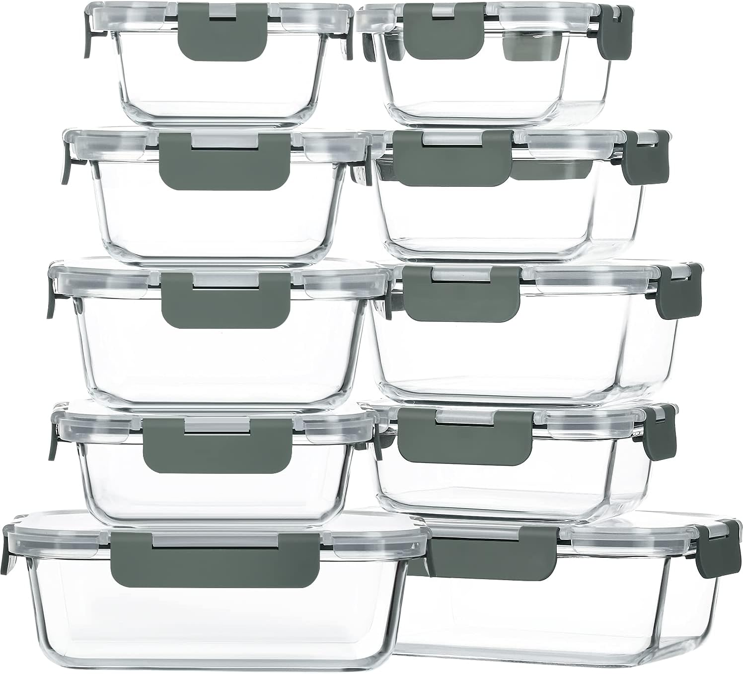 MCIRCO 10-Pack Glass Food Storage Containers for Meal Prep