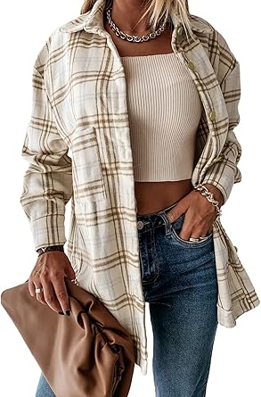 Stylish Women's Plaid Shacket Jacket for Fall Fashion Trends
