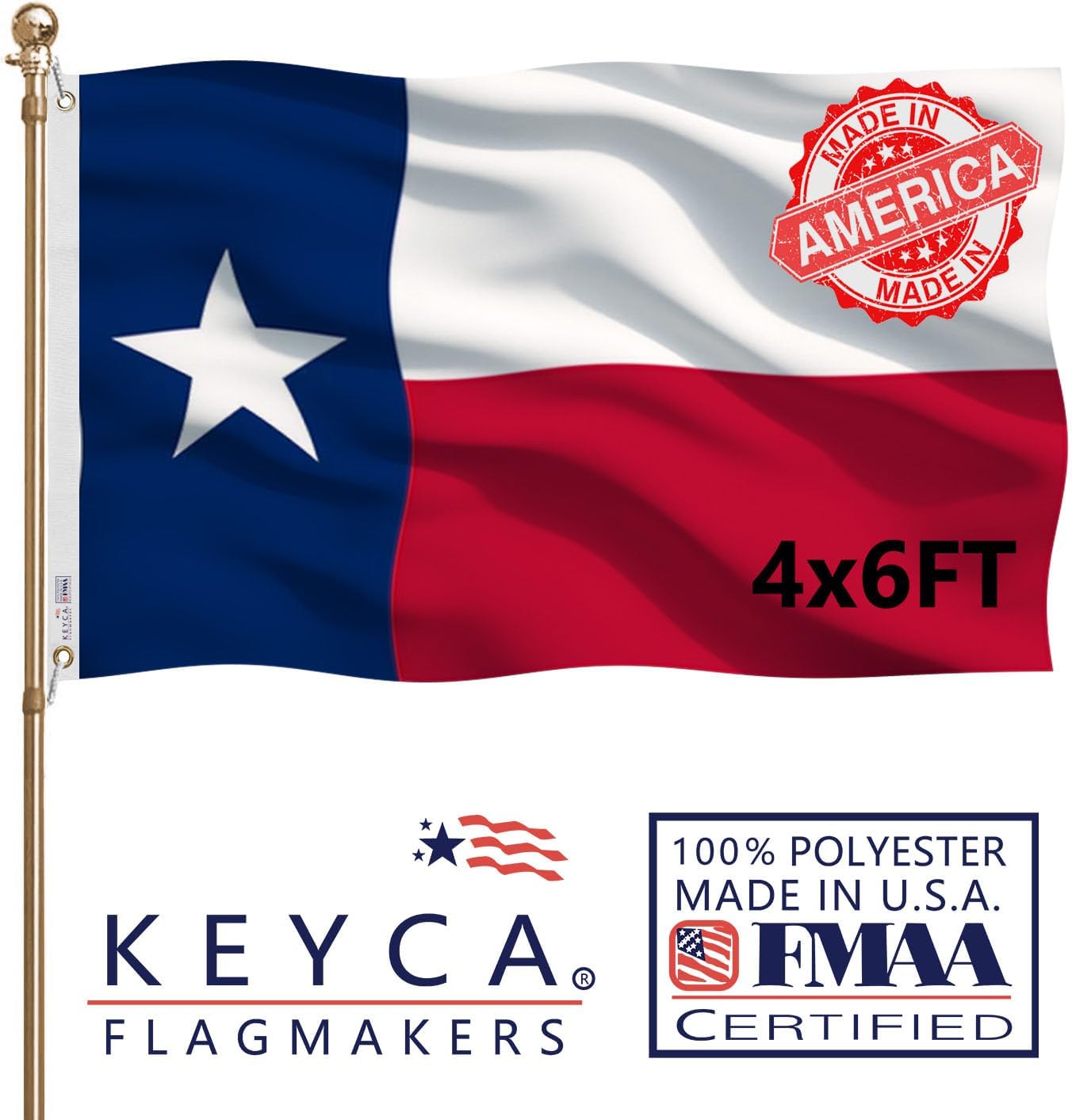 Texas State Flag 4x6 FT - Heavy Duty Double Sided Flag