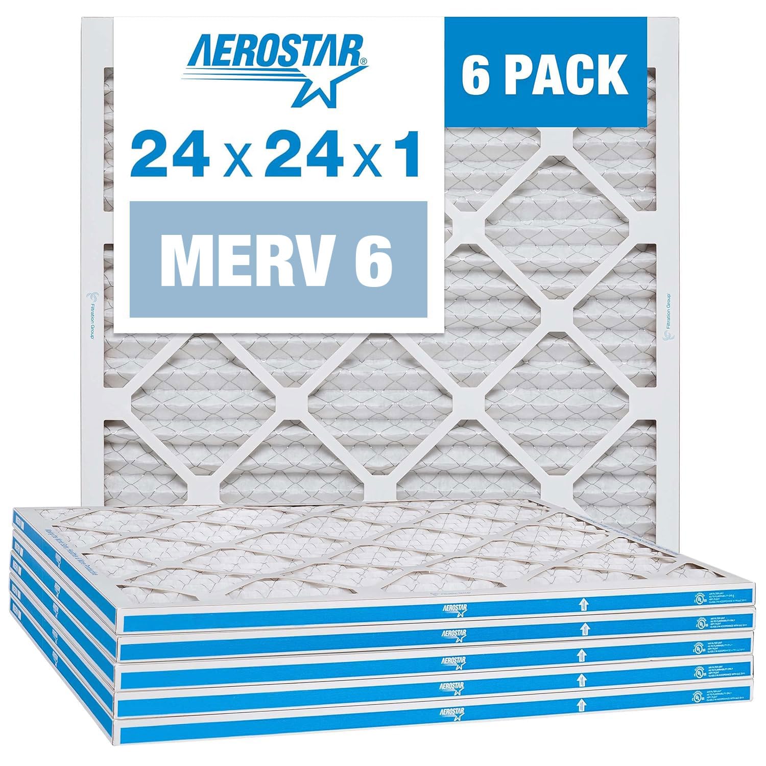Aerostar 24x24x1 MERV 6 Air Filter Set for HVAC Systems