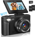 4K Vlogging Camera for YouTube - Compact Retro Gavonde Camera with 32GB TF Card & 2 Batteries