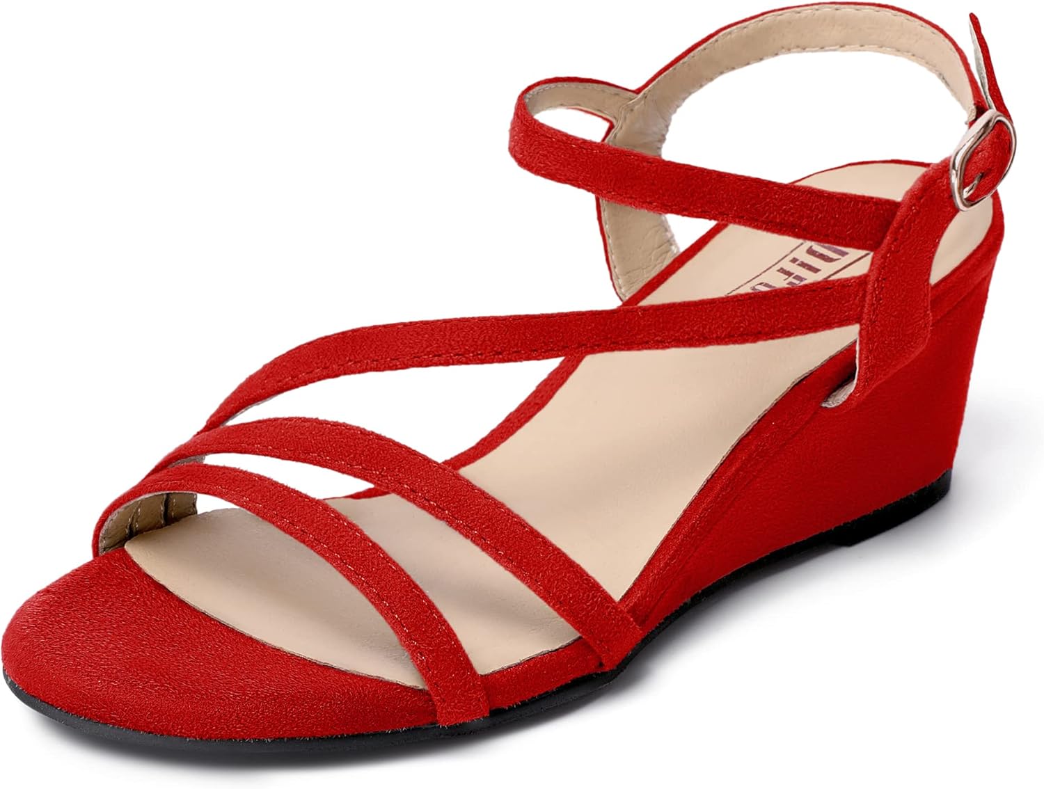 IDIFU Women's Wedge Heel Sandal Dress Low Strappy Open Toe