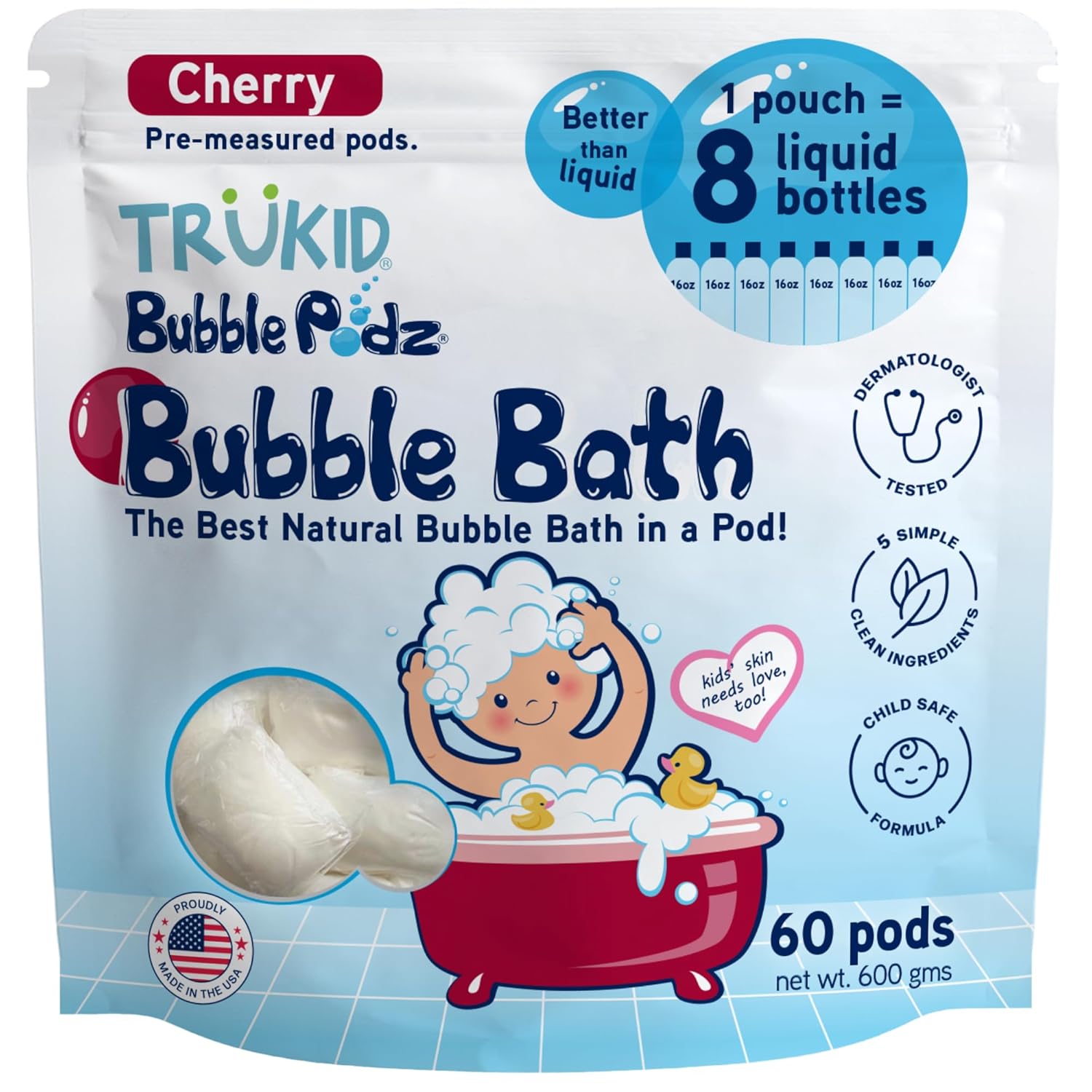 TruKid Bubble Podz Bubble Bath for Kids - Fun & Gentle Clean
