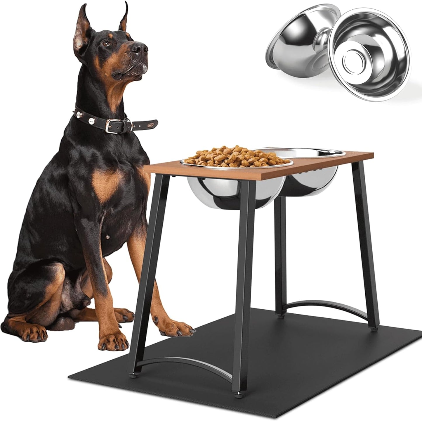 Elevated Dog Bowls for Large Dogs with Spill Proof Mat